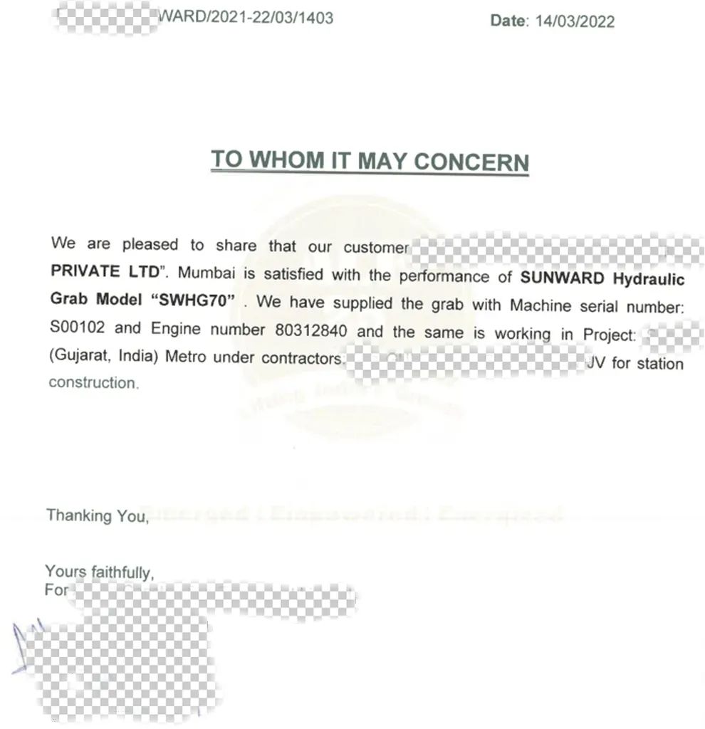 谢谢信！122cc太阳成智能SWHG70液压抓斗助力外洋基础施工获肯定