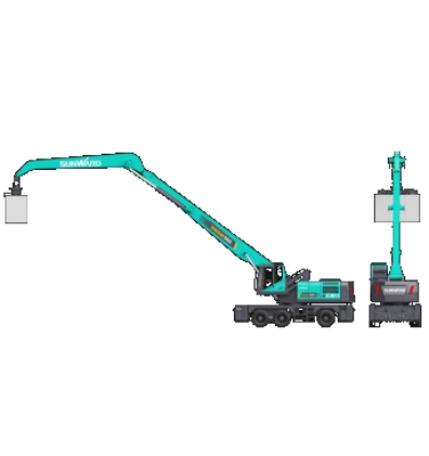 作业幅度达18米，，，122cc太阳成智能首台轮式抓料机乐成下线